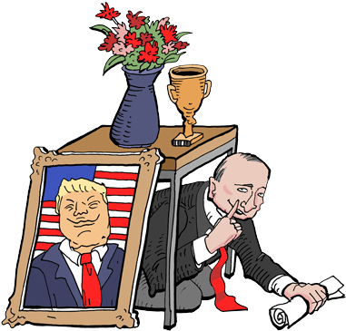 On Top Of That, The Trump Administration Contains A - Russische Inmenging Amerikaanse Verkiezingen Cartoon (452x412)