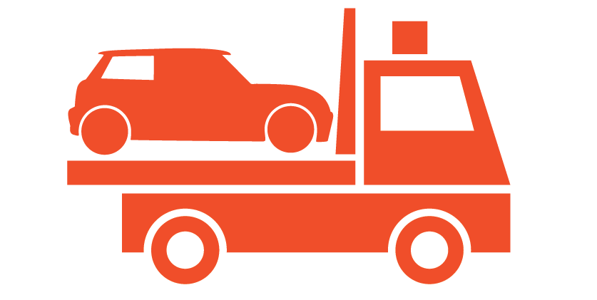 Free Towing Services - Car Accident Aam And Car On Tow Logo (837x421)