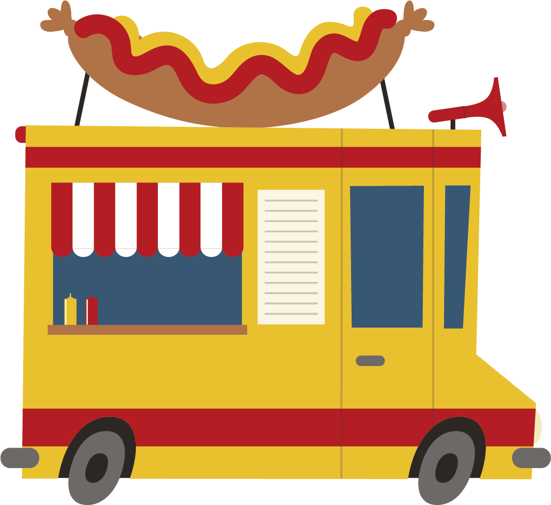 Fast Food Hot Dog Car Food Truck - 美食 車 卡通 (1170x984)
