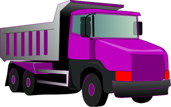 Purple Truck Cliparts - Dump Truck Clip Art (600x375)