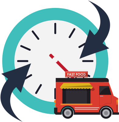 Clock With Arrow And Fast Food Truck Icon - Vector Graphics (550x550)