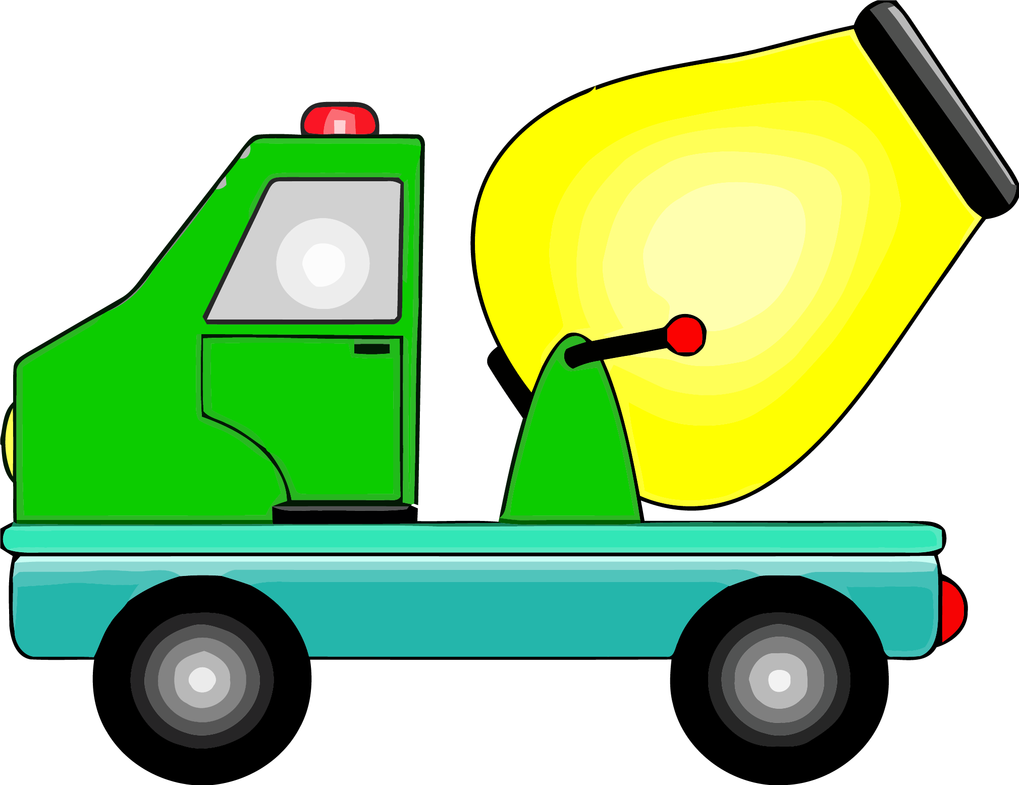 Cement Truck Yellow Green Clipart Png - Free Construction Truck Clipart (2019x1555)