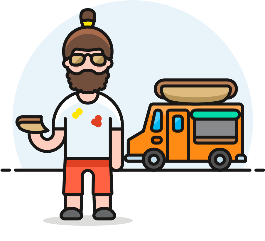 33 Hotdog Food Truck Male Caucasian - Cartoon (1025x1148)