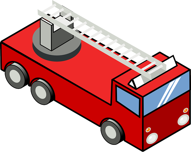 Engine, Cartoon, Truck, Ladder, Trucks, Iso - Fire Truck Clip Art (640x509)