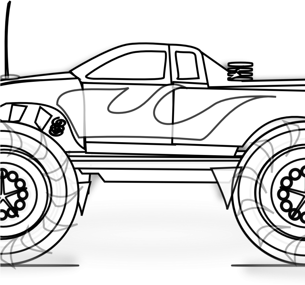 Spectacular Monster Trucks Coloring Pages - Monster Truck Clip Art (1024x1024)