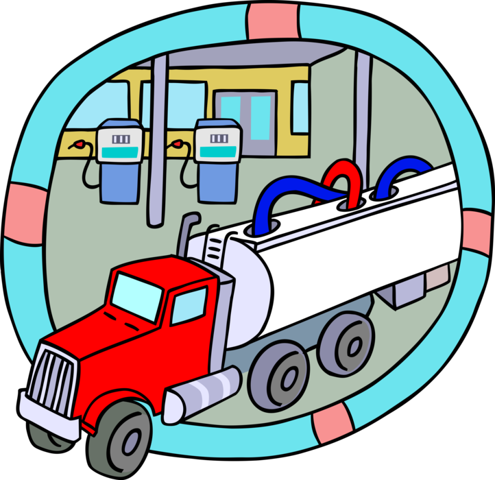 Vector Illustration Of Petroleum Gasoline Fuel Tanker - Colegio Tierra Del Fuego (722x700)