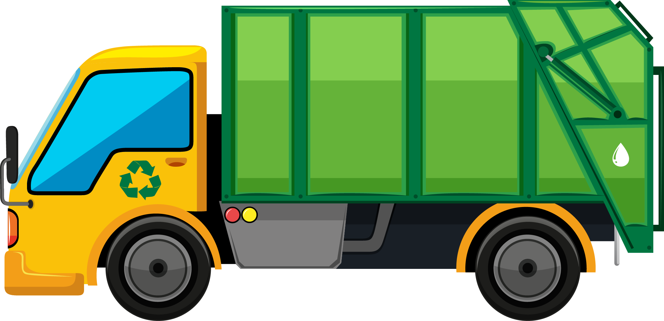 Garbage Truck Rubbish Bins & Waste Paper Baskets Clip - Garbage Truck Clip Art (2236x1084)
