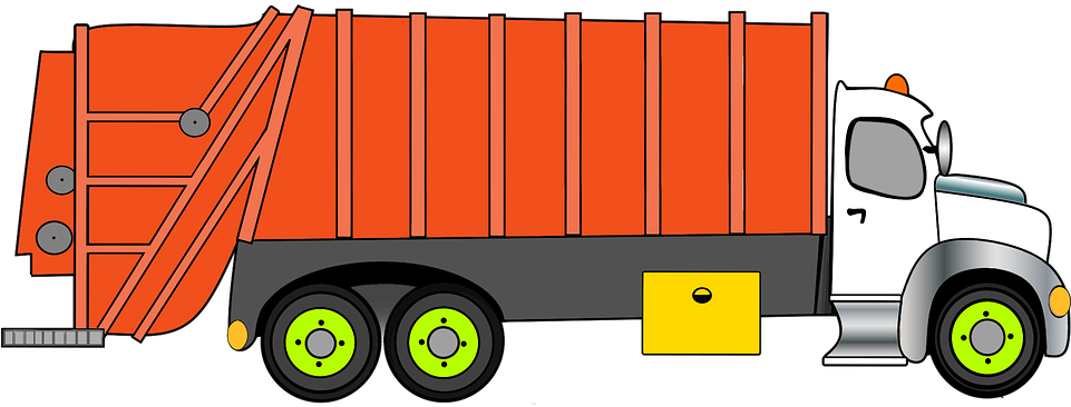 Cartoon Comic Disposal Garbage Recycle Ref - Garbage Truck Png (960x480)