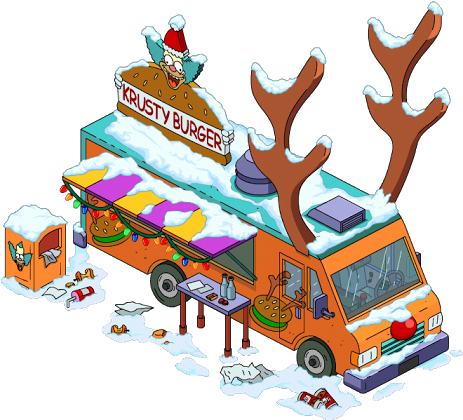 Exotic Petting Zoo Reinder Burger Truck - Krusty The Clown (463x420)