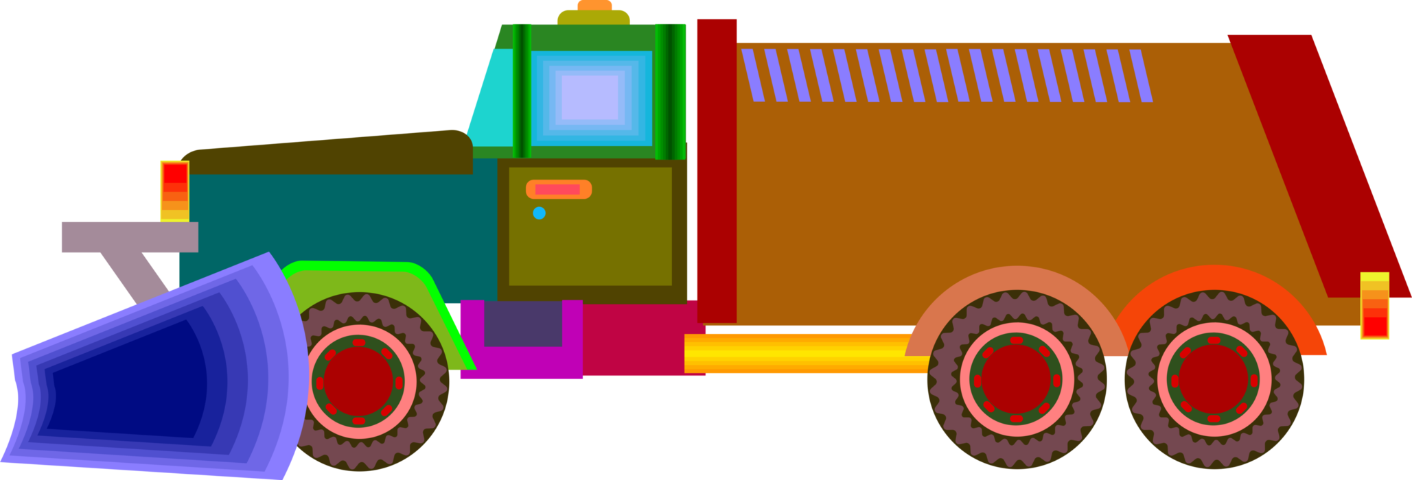 Vector Illustration Of Snow Plow And Snow Removal Equipment - Truck (2057x700)