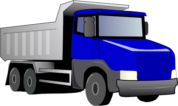 Blue Truck Clipart - Dump Truck Clip Art (600x374)