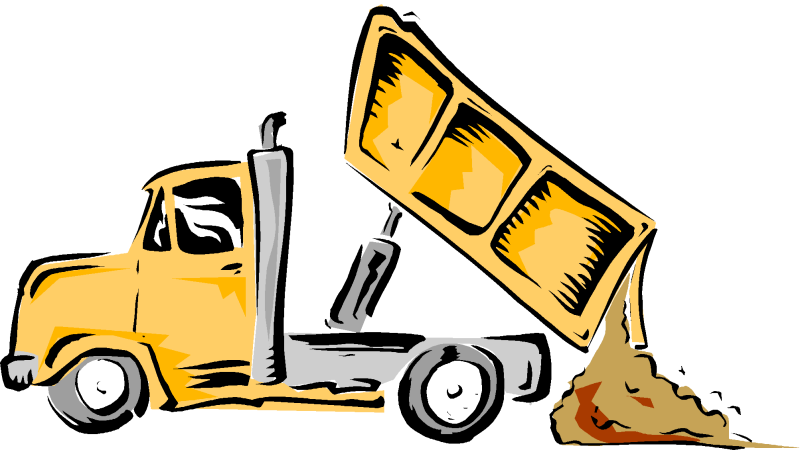Pin Garbage Truck Clip Art Black And White - Cartoon Dump Truck Dumping (800x450)
