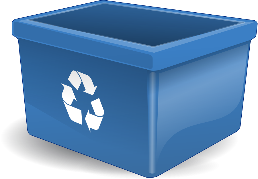 Recycling, Container, Bin, Boxes, Waste - Blue Recycle Bin Clipart (3460x2400)