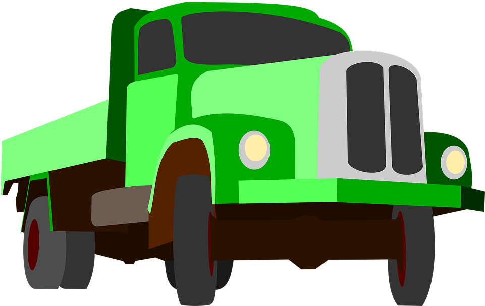 Truck Traffic Cargo Goods Green Auto Machi - Caminhão Verde Desenho Png (960x628)