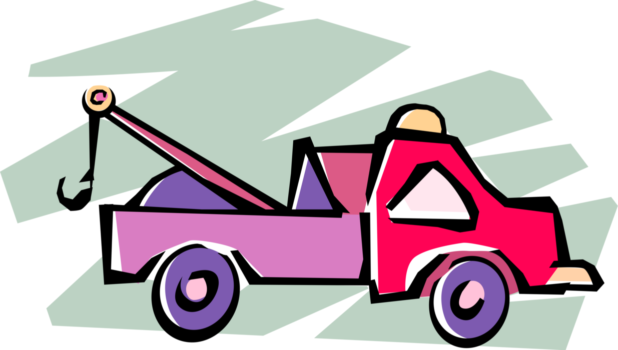 Vector Illustration Of Tow Truck Wrecker Recovery Vehicle - Tow Truck Clip Art (1235x700)