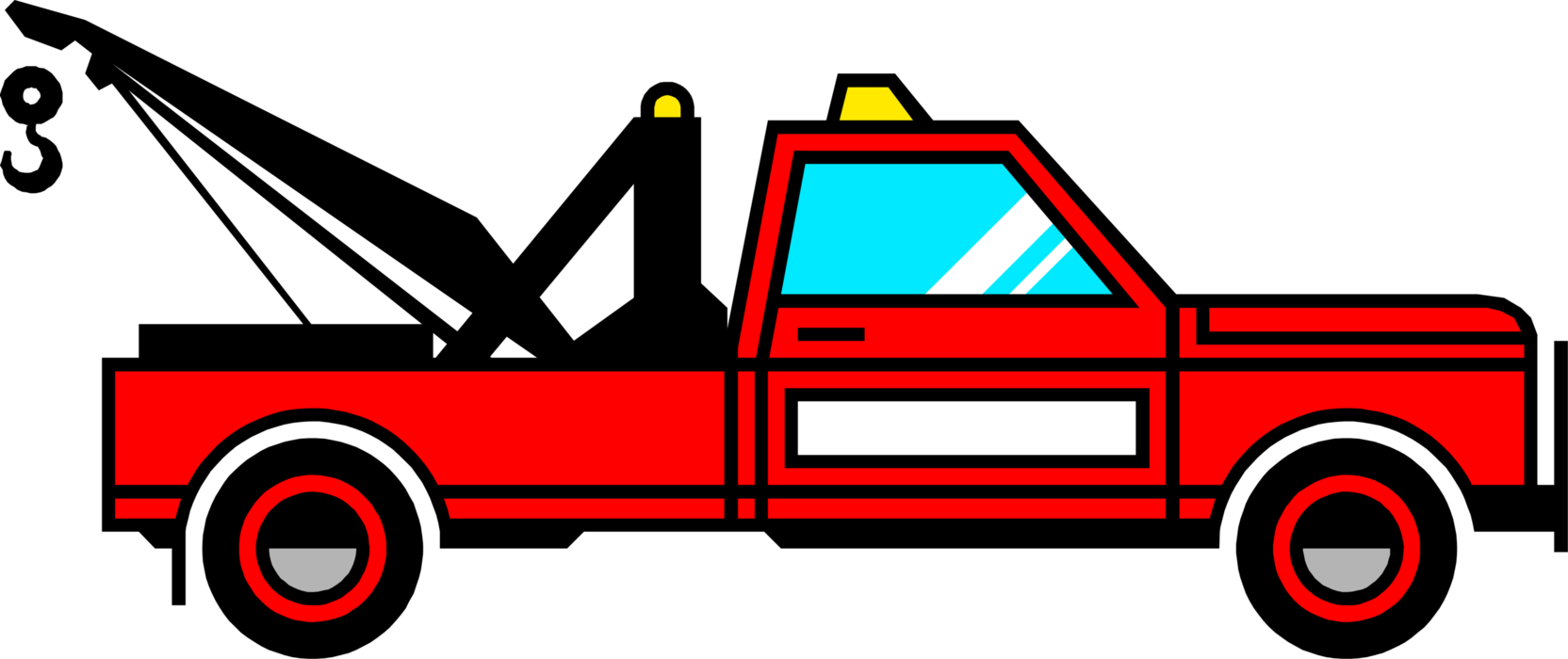Vector Illustration Of Tow Truck Wrecker Recovery Vehicle - Tow Truck (1664x700)