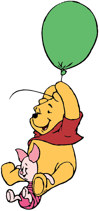 Pooh, Piglet Floating From Balloon - Winnie The Pooh And Piglet Balloon (334x714)