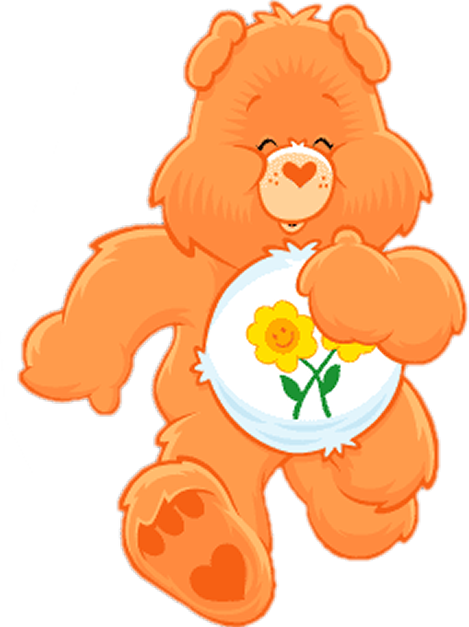 Ursinhos Carinhosos Png - Care Bear With Two Flowers (469x627)