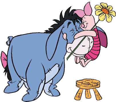 Winnie The Pooh Hug Clip Art - Eeyore And Piglet Hug (416x370)