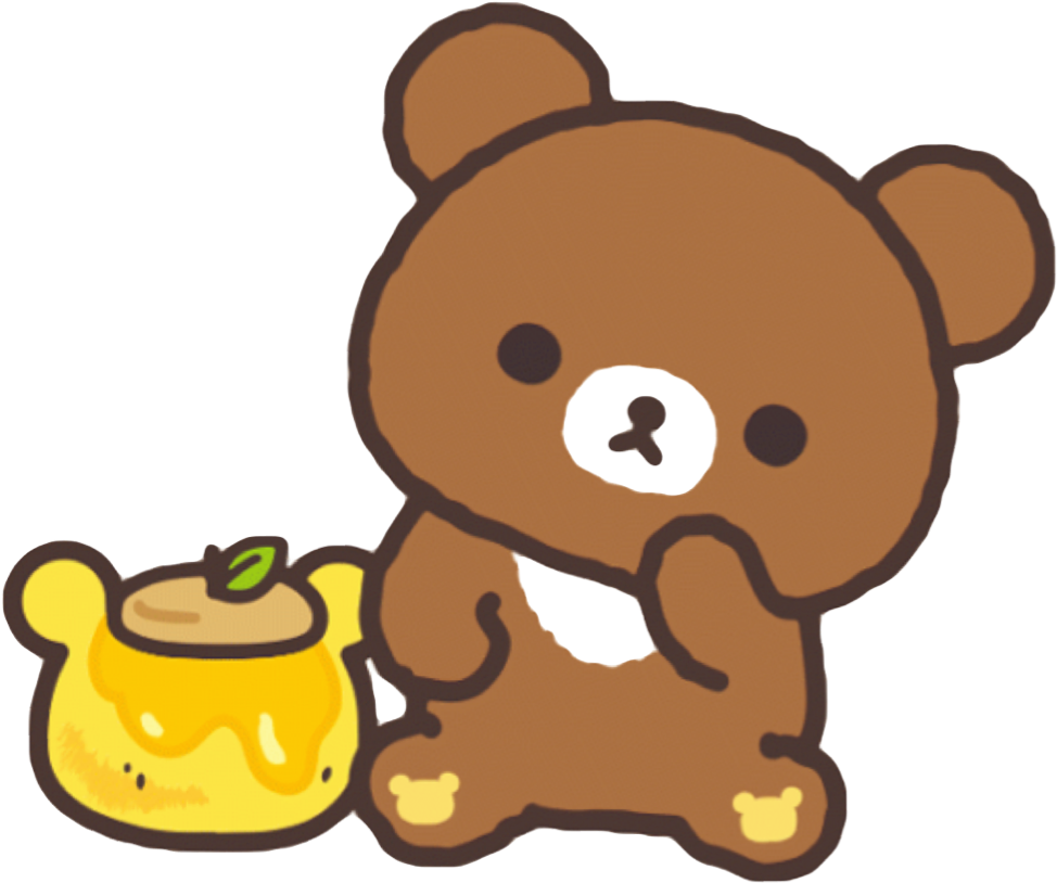 Honey Kawaii Cute Bear Brown Sweet Freetoedit - Desktop Rilakkuma 2018 Calendar (1034x932)