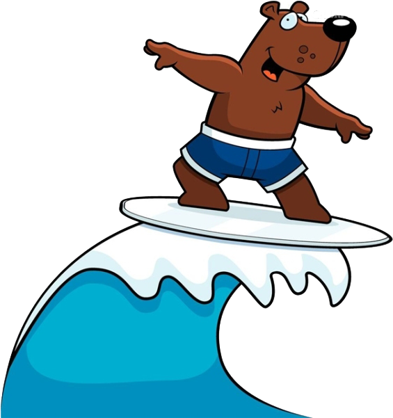 Bear Surfing Royalty-free Clip Art - Bear Surfing Royalty-free Clip Art (600x600)