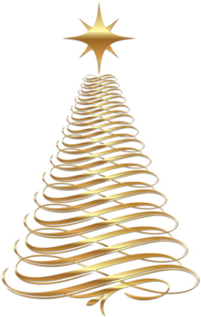 771532ed - Gold Christmas Tree Png (300x470)