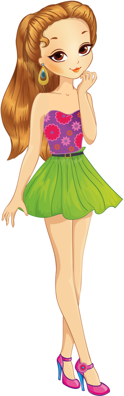 Beautiful Fashion Girl With White Banner - Girl Clipart (408x1280)
