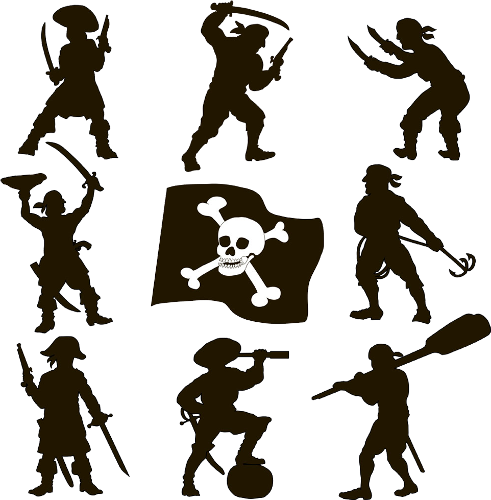 Silhouette Piracy Royalty Free Clip Art - Silhouette Piracy Royalty Free Clip Art (1000x1000)