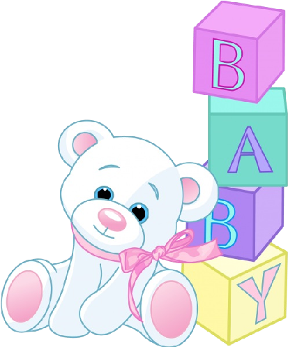 Cute White Bear Splashing In Puddle - Baby Blocks Clip Art (500x500)
