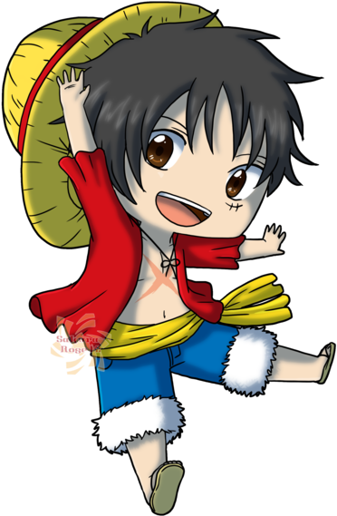 Happy Anime Kid Mascot - Chibi Monkey D Luffy (400x599)