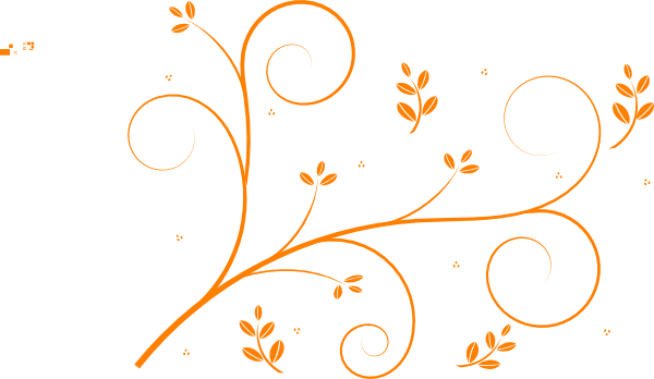 Aqua Floral Vine Clip Art - Flower Orange Vector Png (600x348)
