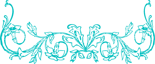 Aqua Floral Vine Clip Art - Flower Png Border Brown (600x249)