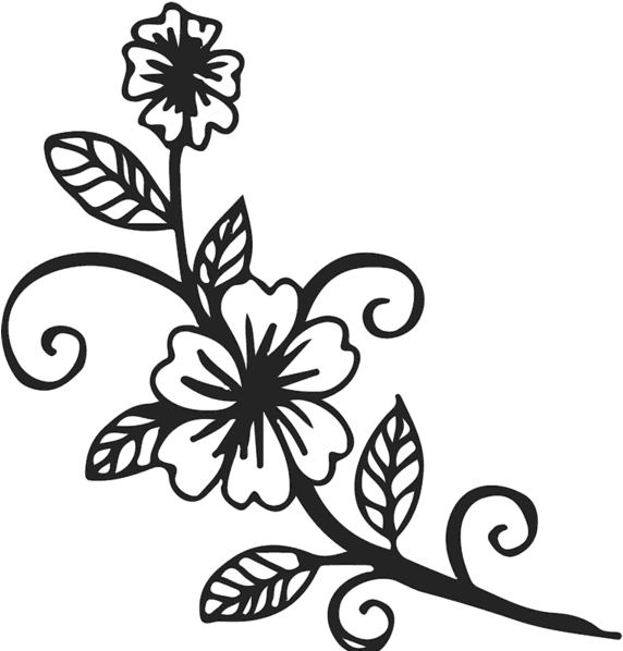 Blooming Flowers On Vine Rubber Stamp - Flower (600x600)