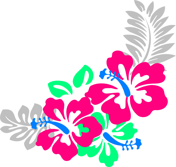 Hibiscus Corner Svg Clip Arts 600 X 570 Px - Clip Art Hawaiian Flowers (600x570)