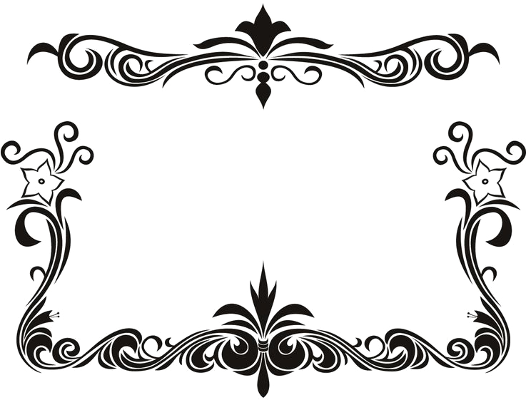 White Floral Border Png Download Image - Black Floral Design Border Png (736x736)