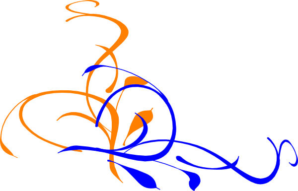 Floral Swirl Svg Clip Arts 600 X 385 Px - Royal Blue And Orange Swirl Clipart (600x385)