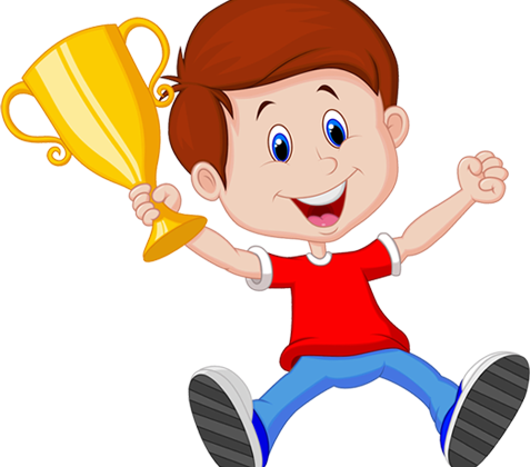 Międzyszkolne Mistrzostwa W Grach Logicznych - Boy Holding Trophy Cartoon (477x420)