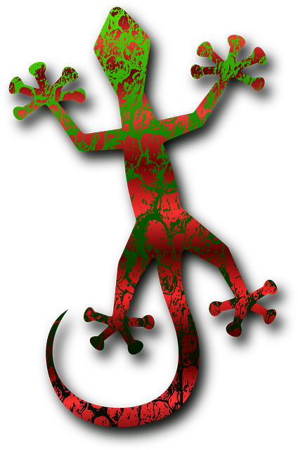 Gecko Clip Art At Clker - 3drose Trv_203977_1 Print Of Cute Red And Green Gecko (424x640)
