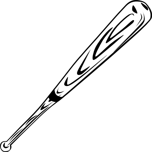 Baseball Bat Black And White Clipart - Baseball Bat Vector Png (600x597)
