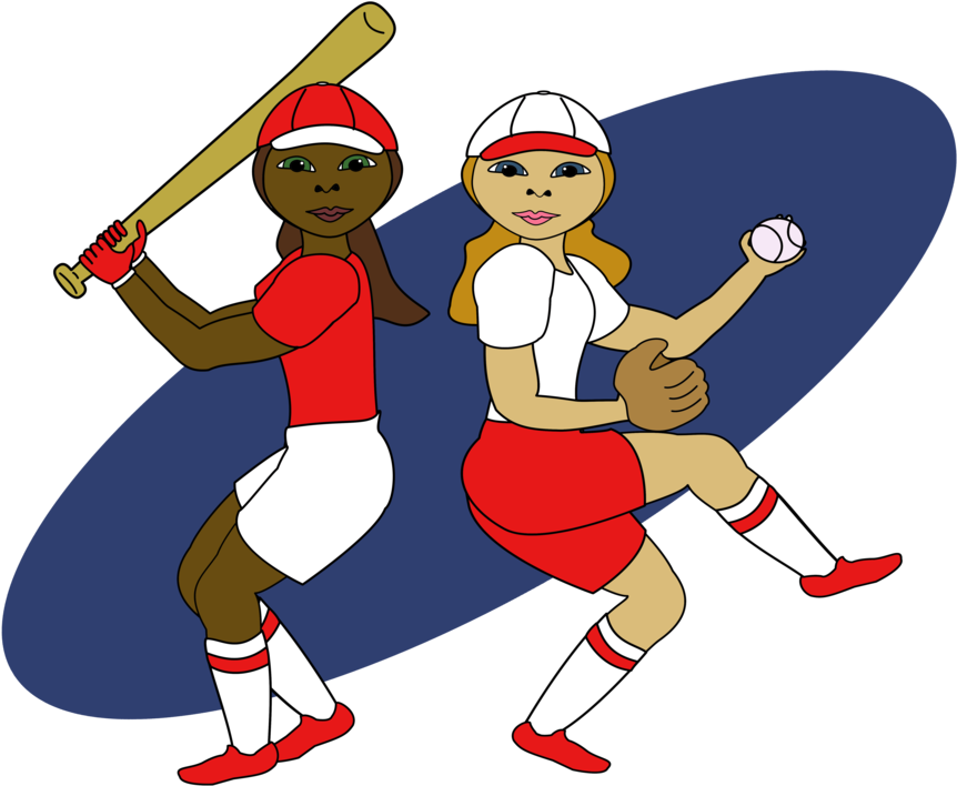 Softball Players By Imagesbysasha Softball Players - Cartoon (900x900)