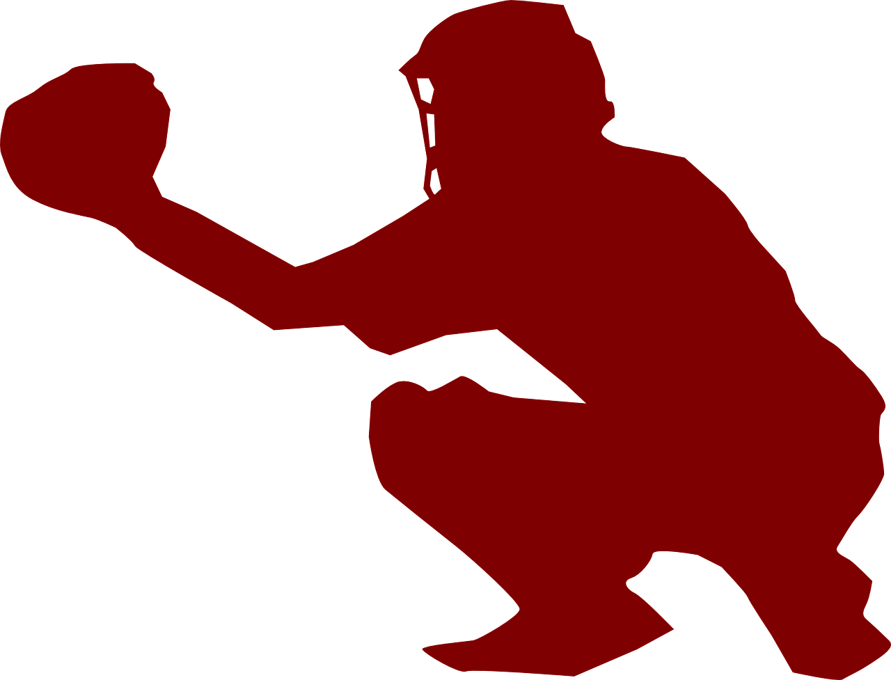 Catcher Baseball Fastpitch Softball Clip Art - Baseball Catcher Silhouette (1280x977)