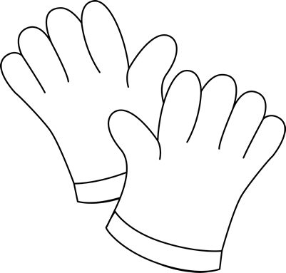 Black And White Gardening Gloves Clip Art - Gloves Black And White (401x383)