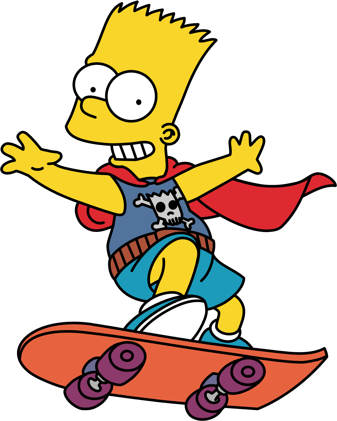 Top 97 Simpson Clip Art - Bart Simpson Skateboarding Png (1453x1677)