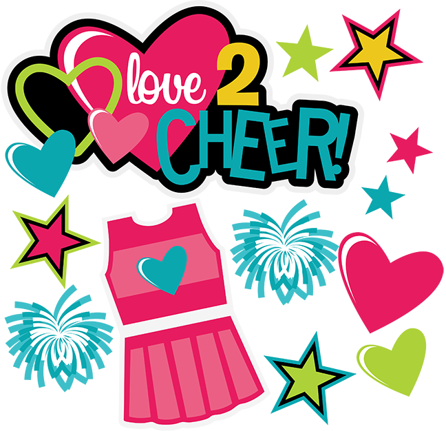 Love 2 Cheer Svg Scrapbook Collection Cheerleading - Cheerleader Theme Clip Art (648x626)