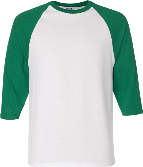 ¾ Sleeve Raglan Baseball T-shirt - Green Baseball T Shirt (600x600)