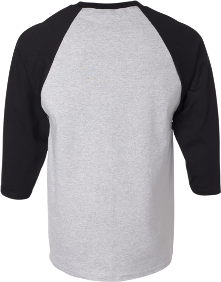 ¾ Sleeve Raglan Baseball T-shirt - Black Grey Raglan Back (600x600)