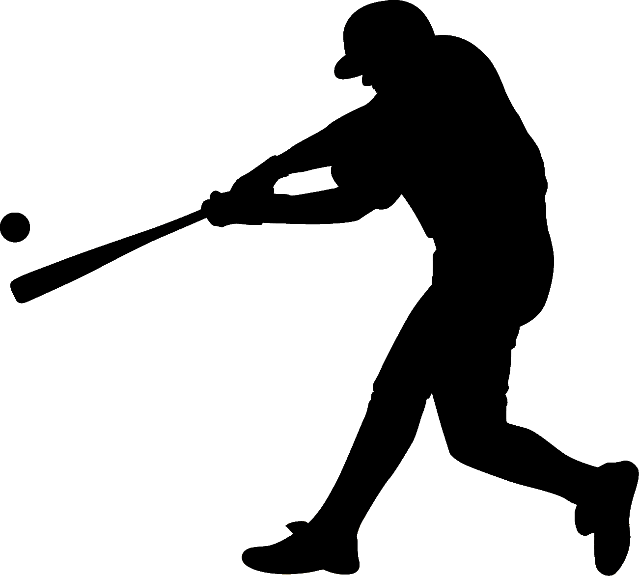 Baseball Batting Silhouette Clip Art - Baseball Batting Silhouette Clip Art (1301x1173)