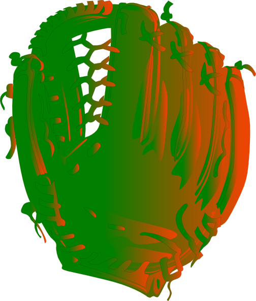 Green And Orange Glove Clip Art At Clker - Vintage Baseball And Glove Canvas Tote Bag, Adult Unisex, (504x593)
