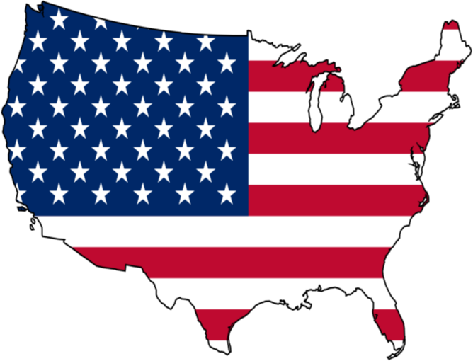 Screaming Baseball Clipart - United States Flag Map (668x510)