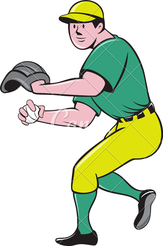 American Baseball Player Throwing Ball Cartoon - Outfielder Clip Art (531x800)